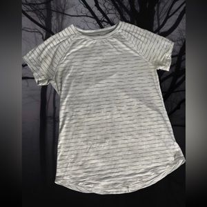 champion white and gray striped shirt